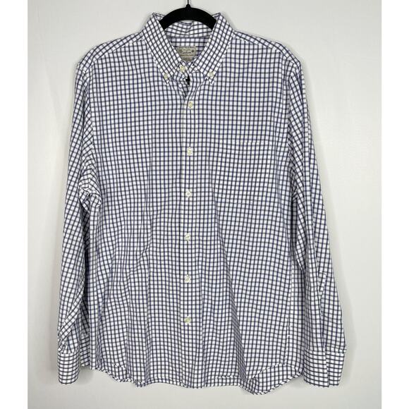 J Crew Mens Medium M Set of 2 Plaid Button Down Dress Shirts White Blue Cotton - Picture 4 of 14